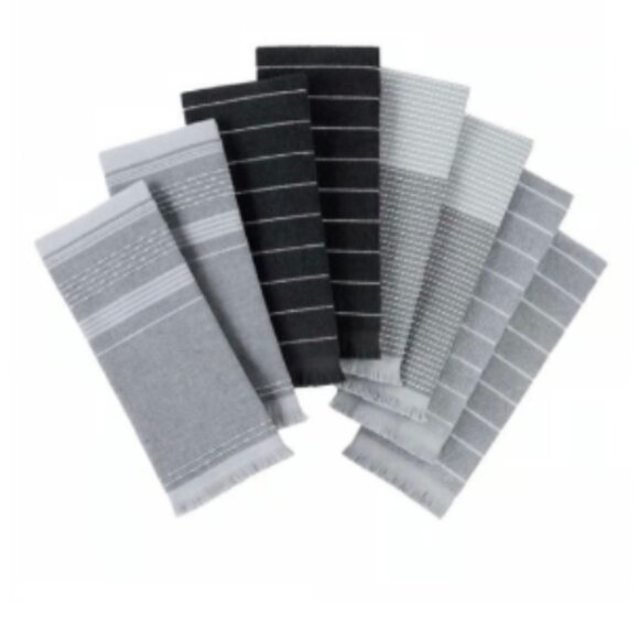 Classic Elements 8 Pack 100% Cotton Soft and Absorbent  Kitchen Towels, Gray - Picture 2 of 11